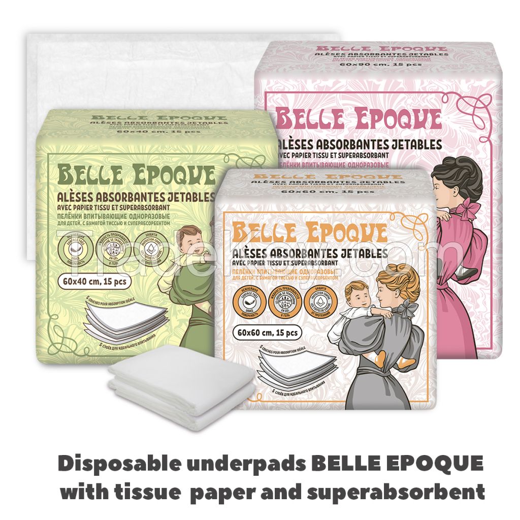 Disposable Absorbent Underpads Belle Epoque With Superabsorbent And Tissue Paper