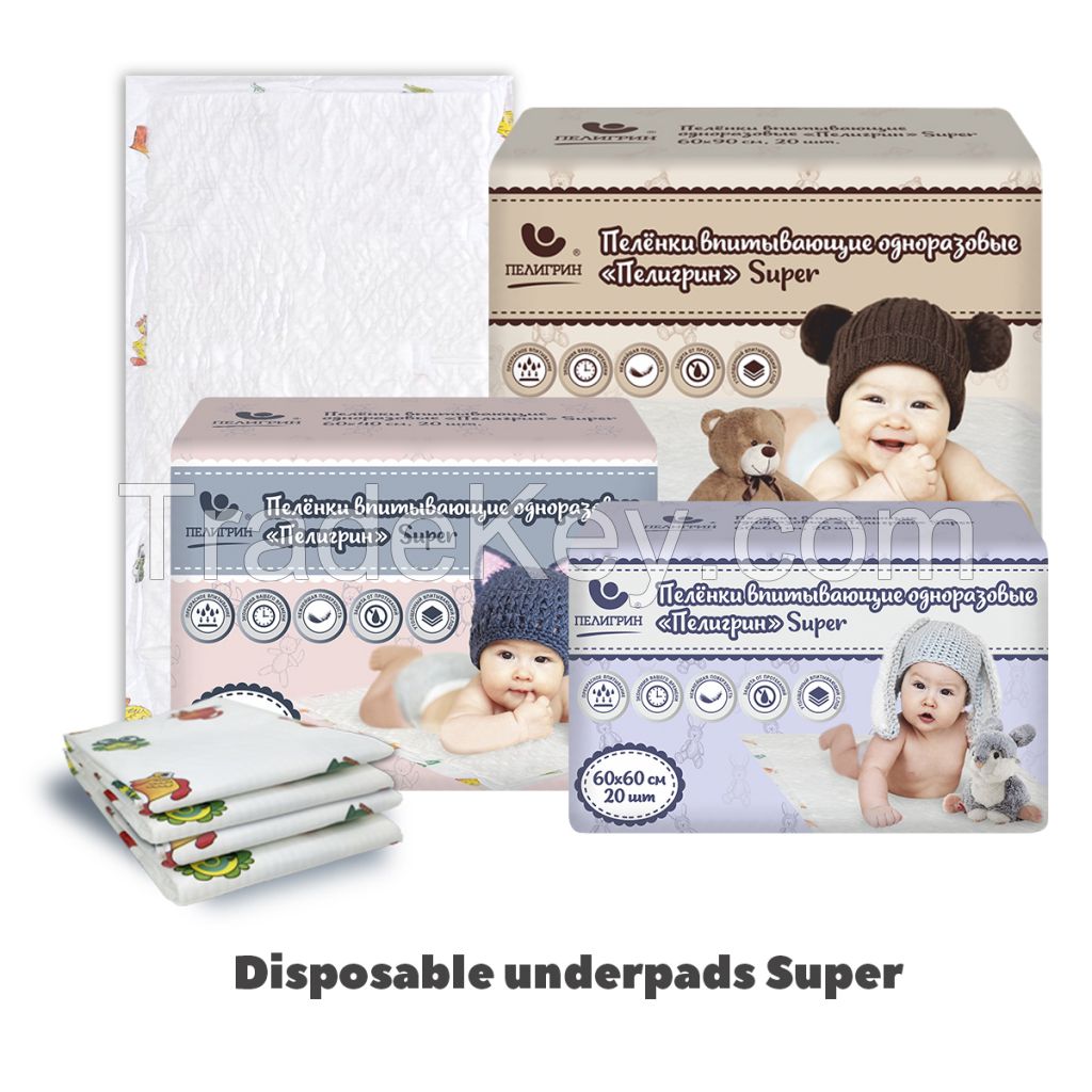 Disposable absorbent underpads Peligrin Classic and Super series