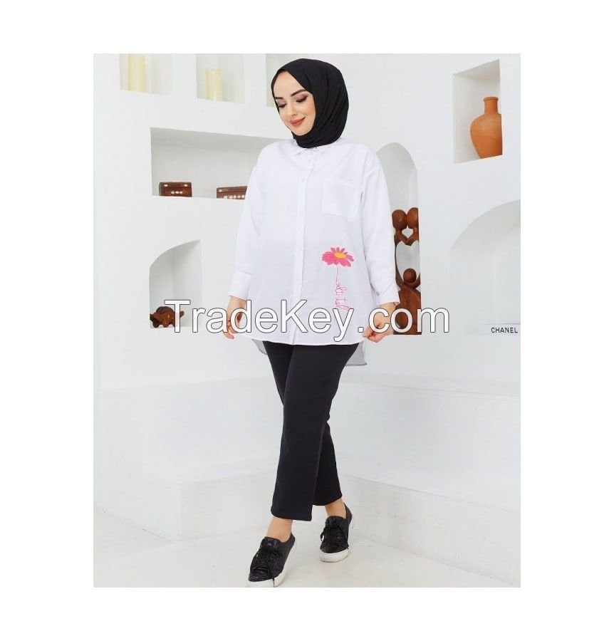 Hijab Women's Shirt Daisy Patterned Colorful Stylish For Those Who Love To Be Comfortable 2022 Summer Season