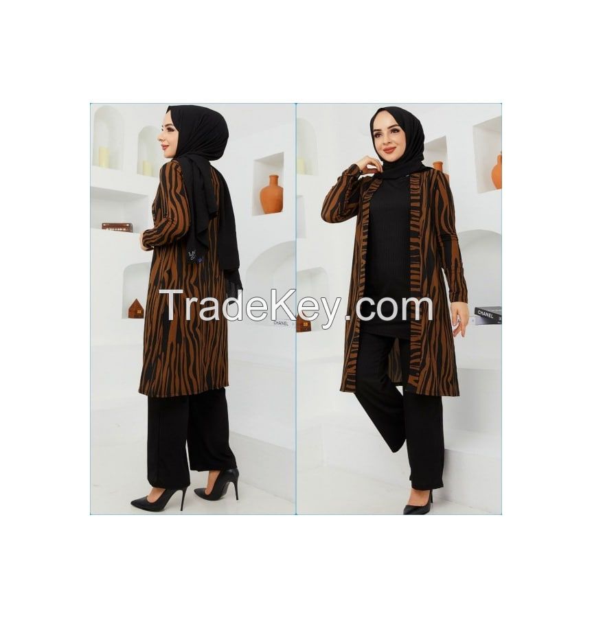 Hijab Women's Evening Dress Pants Suit 3-piece Combination Long Cardigan Stylish Comfortable Fit