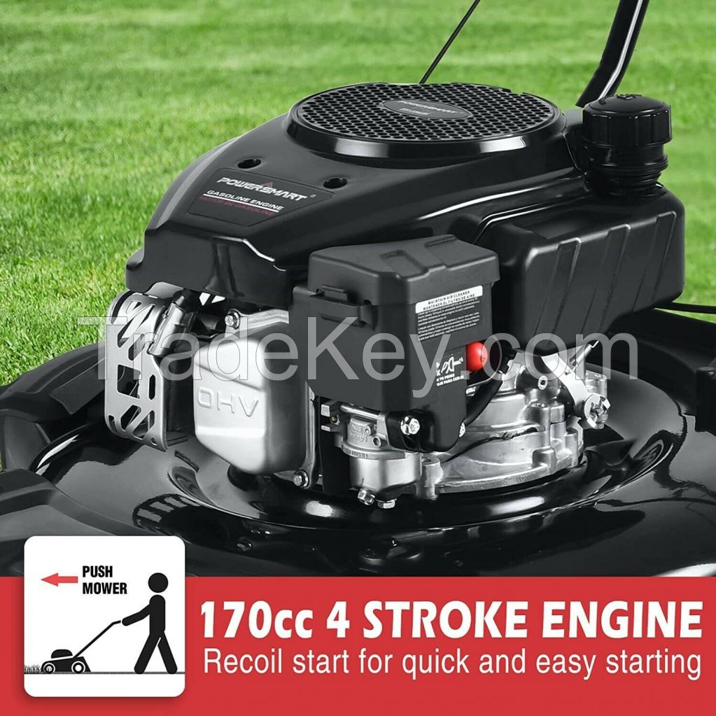 PowerSmart Gasoline Lawn Mower, 170CC 21 Inch Push Gasoline 4-Stroke Engine