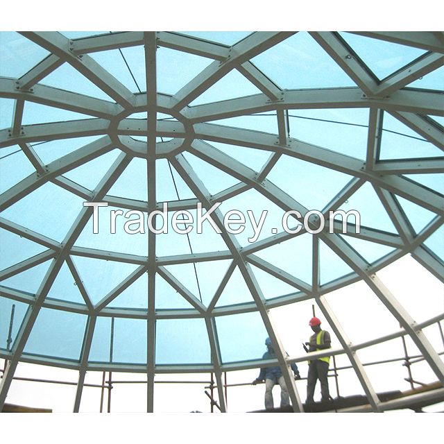 SAFS steel structure frame dome roof glass hall