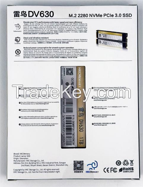 HKCMemory internal SSD Series DV630- 512GB/1TB/2TB PCIe Gen3 X4 NVMe 