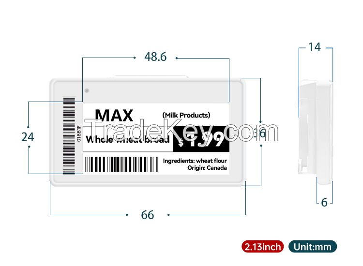 Suny 433Mhz 2.13 inch Electronic Shelf Label Supermarket Digital Price Tag E-ink E-paper Price Label ESL