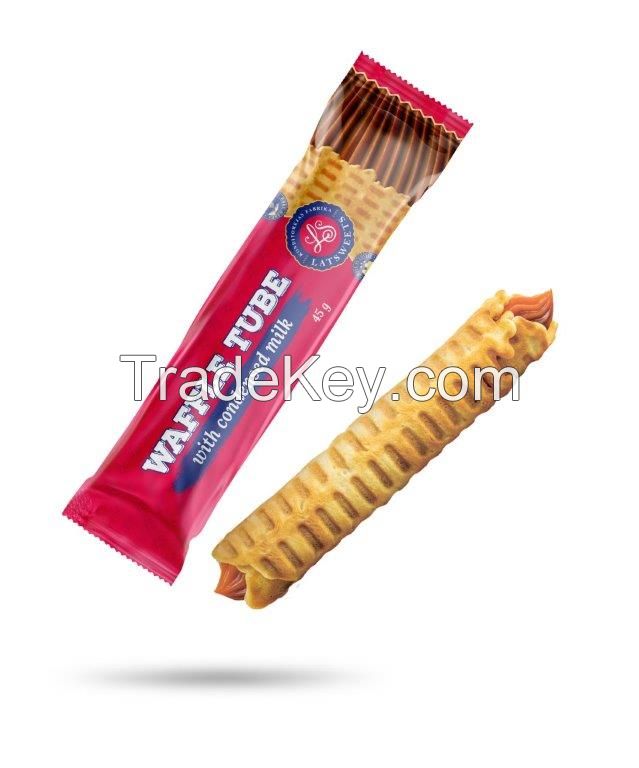 Waffle Tubes with condensed milk