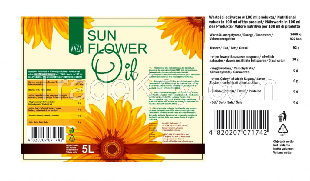 Sunflower Oil GradOil, 5 litre