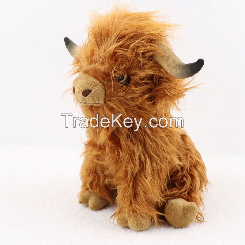 Highland Cow Stuffed Animal Realistic Cow Plush Toys 9.8"