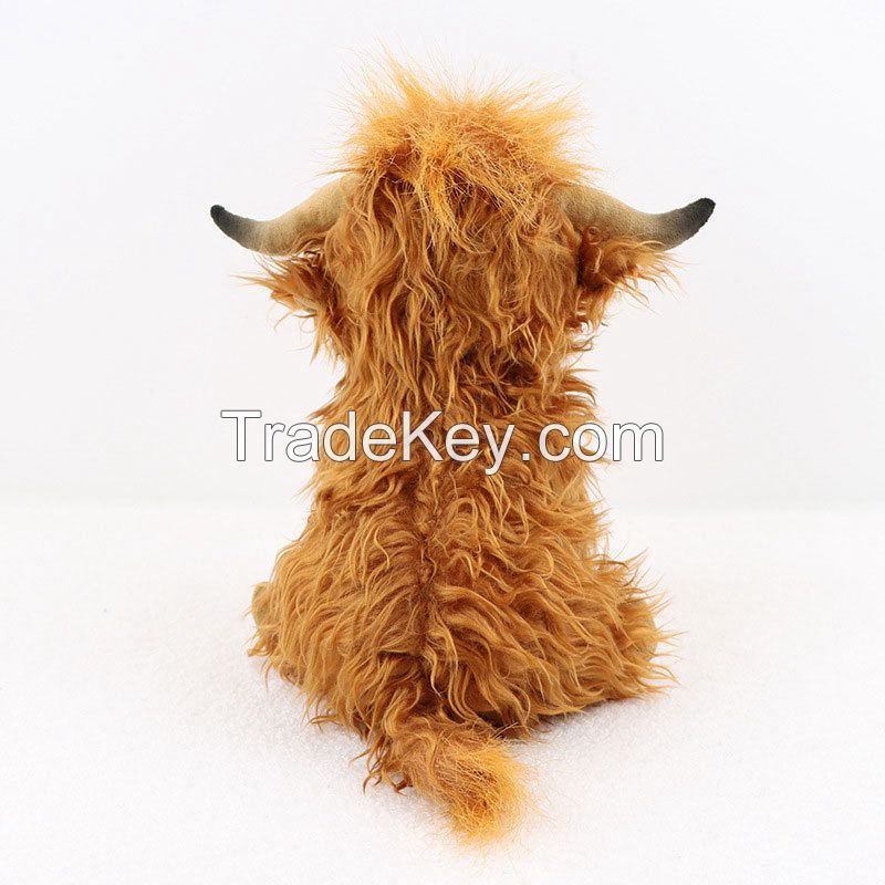 Highland Cow Stuffed Animal Realistic Cow Plush Toys 9.8"