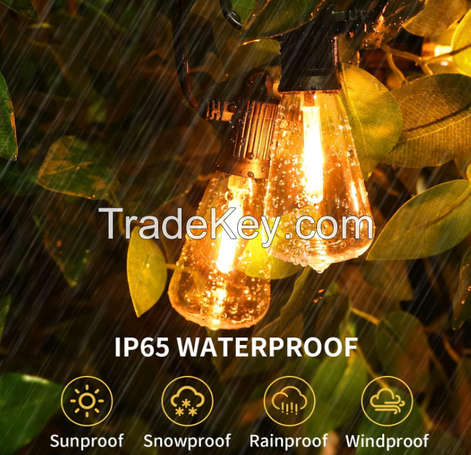 PSST64-4S. 4W, 15m, 15 pc, outdoor high pressure lamp, ST38 old Edison bulb, waterproof connected to dimming outdoor chandelier for backyard bistro porch garden.