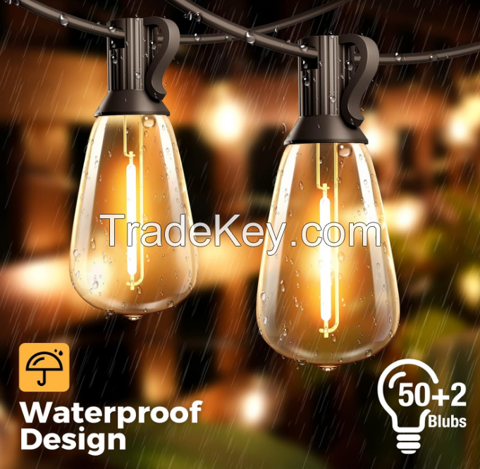  PSST64. 2W, 15m, 15 pc, outdoor high pressure lamp, ST38 old Edison bulb, waterproof and dimming outdoor chandelier for backyard bistro porch garden.