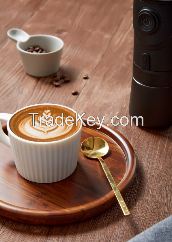 Portable-car coffee machine. (Capsule + coffee powder, car heating, exquisite classic, 1200 mAh lithium battery, Italian concentration 60ml-150ml capsule coffee 50 cups / time)