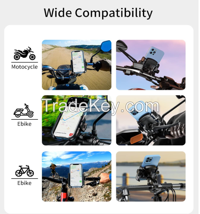 PSM8S. Motorcycle mobile phone bracket, bicycle mobile phone bracket, does not block the mobile phone camera, bicycle mobile phone bracket holder is suitable for 0.5-1.75 inches (about 1.3-4.5 cm) handle, adjustable ATV / UTV scooter handle mobile phone b