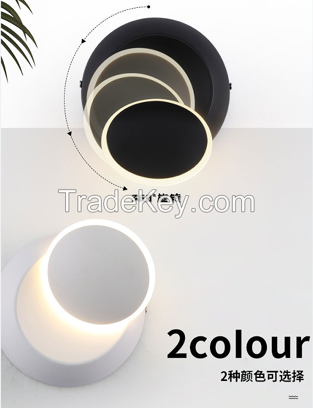 PS1037A(606). Nordic simple round rotating outdoor bedroom courtyard wall lamp