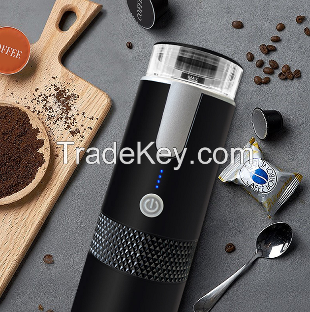 PSCM-1988. Portable multi-function coffee machine. (coffee powder + K. CUP American capsule 2-in-one, with wireless heating function integrated 180ml-260ml extracted coffee 90 cups per time, car, office, home life, accompanied by travel, outdoor sports)