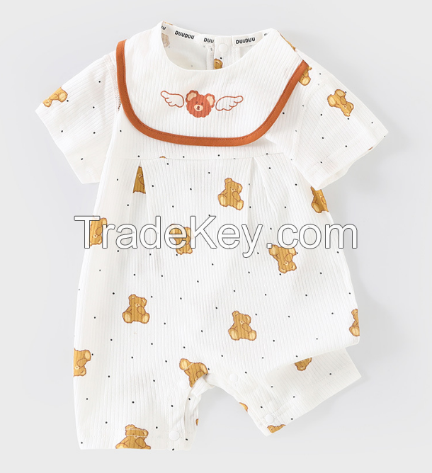 PS5307-66 baby short-sleeve conjoined ha garment.  Pure cotton, jumper, boneless sewing, spring / autumn, general purpose, 66-100cm height, 01-24 months age, class A