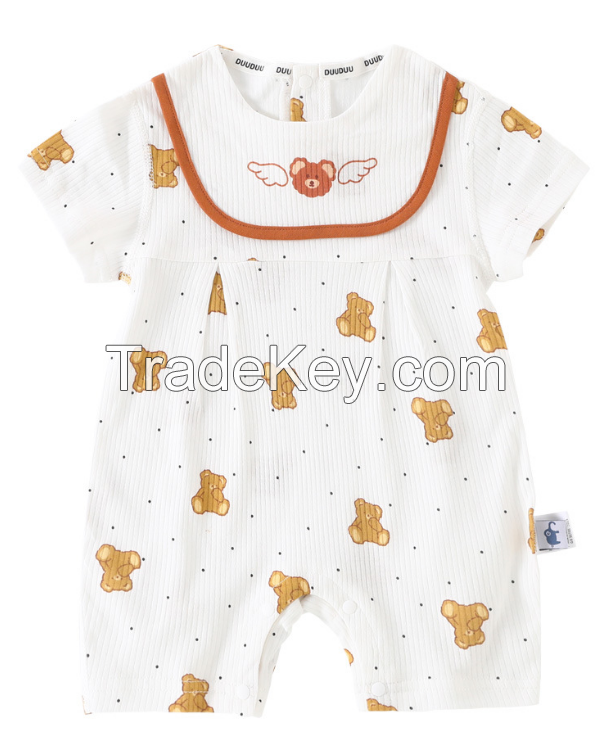 PS5307-66 baby short-sleeve conjoined ha garment.  Pure cotton, jumper, boneless sewing, spring / autumn, general purpose, 66-100cm height, 01-24 months age, class A