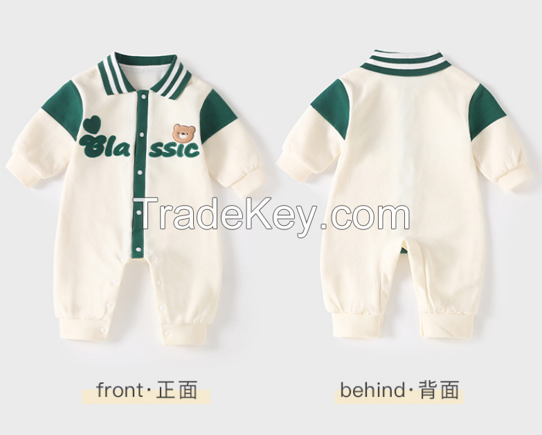 PS6630-66 infant onesie.  Newborn ha clothes, bao fart long sleeve climbing clothes, children's clothing, buttons, spring / autumn, men and women, 03-24 months age, A class