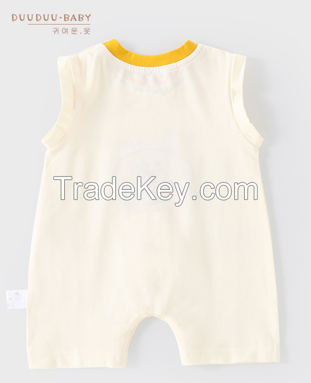 PS5353-66 baby short sleeve onesie.  Newborn, cotton + fiber, stereo cartoon, short sleeve climbing clothes, summer, 66-100cm height, 01-24 months age, class A