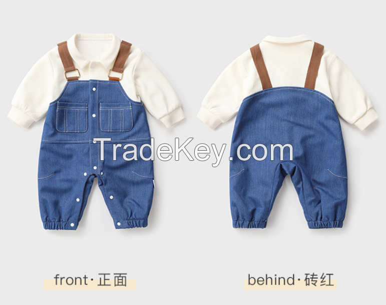  PS6662-66 baby long sleeve conjoined.  Bag long sleeve crawling, children's clothing, button, spring / autumn, men and women, 66-100cm height, 03-24 months age, class A