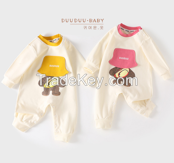 PS6680-66 baby long sleeve onesie.  Newborn ha clothes, fart crawling clothes, jumper + button, spring / autumn, GM, 66-100cm height, 03-24 months age, A