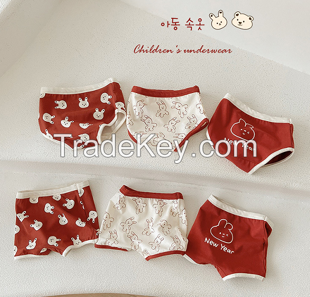  PSN093 children's underwear.  Cotton + fiber, girls 'triangle underwear, boys' flat horn underwear, three mixed clothes, S/M / L / XL, 95-135cm height, 2-6 years old, class A