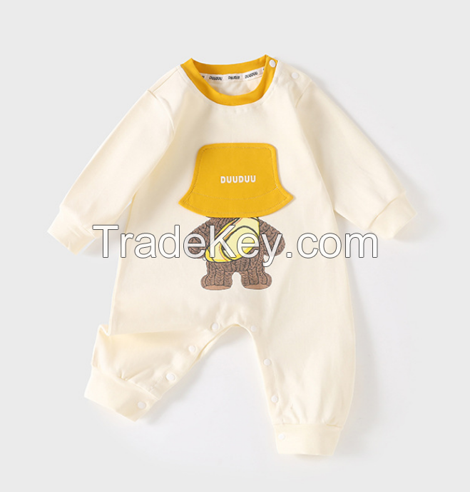 PS6680-66 baby long sleeve onesie.  Newborn ha clothes, fart crawling clothes, jumper + button, spring / autumn, GM, 66-100cm height, 03-24 months age, A