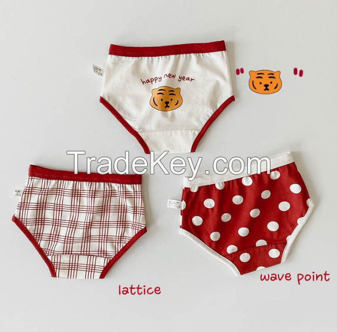 PSN093 children's underwear.  Cotton + fiber, girls 'triangle underwear, boys' flat horn underwear, three mixed clothes, S/M / L / XL, 95-135cm height, 2-6 years old, class A