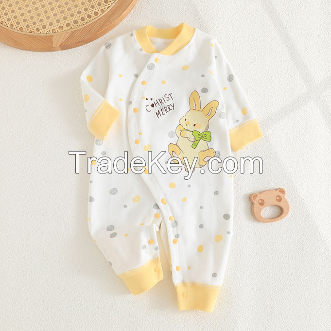 PSP43333XF-59cm baby cartoon onesie.  Pure cotton, newborn clothes, crawling clothes to sleep, four seasons, 59-90cm height, 02-24 months of age, class A,