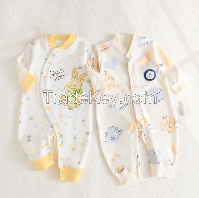 PSP43333XF-59cm baby cartoon onesie.  Pure cotton, newborn clothes, crawling clothes to sleep, four seasons, 59-90cm height, 02-24 months of age, class A,
