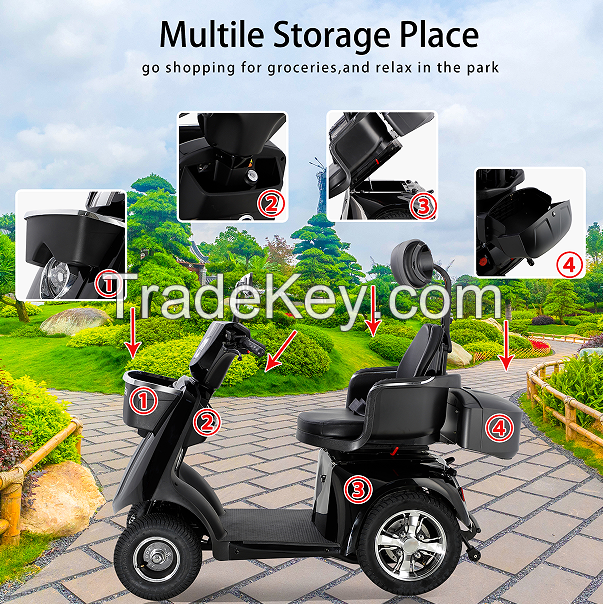  PSAFD2D3L-W1171115108 Black 800W four-wheel electric motorcycle.  LED lighting USB rechargeable mobile phone flight portable 15 km/h load 150 KG range of 30-35 km travel motorcycle, medium-sized motorcycle adult mobility scooter