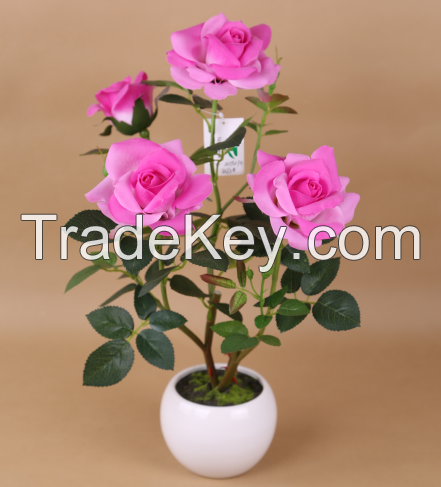 Cheap wholesale rose flowers artificial silk flowers artificial rose plant in ceramic pot fresh cut flowers plant