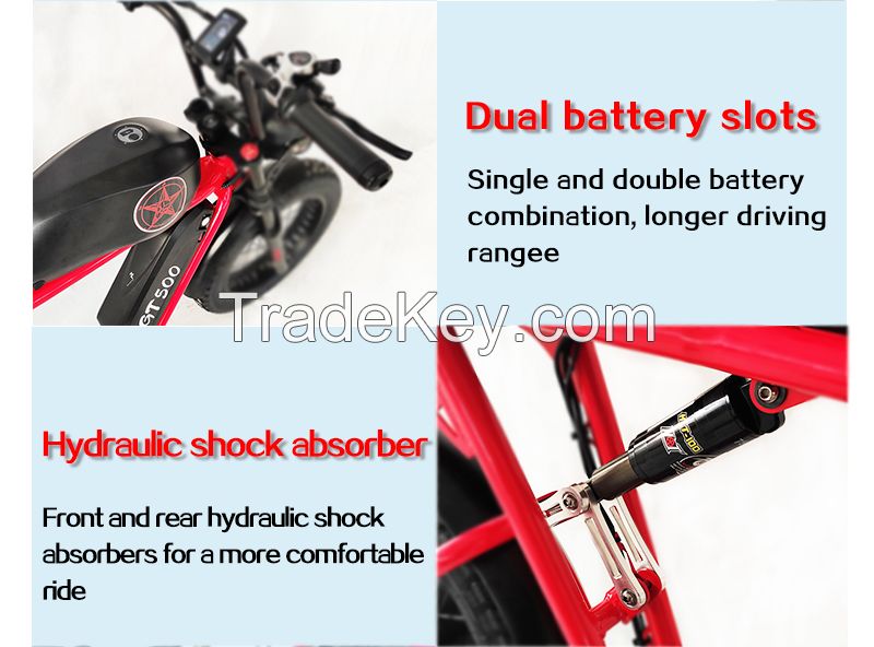 Hot selling 20"x4.0 wheel Super Electric Bike 73 48V500W Brushless Motor eBike 12.5Ah Lithium Battery Long Seat Fat Tire Bicycle