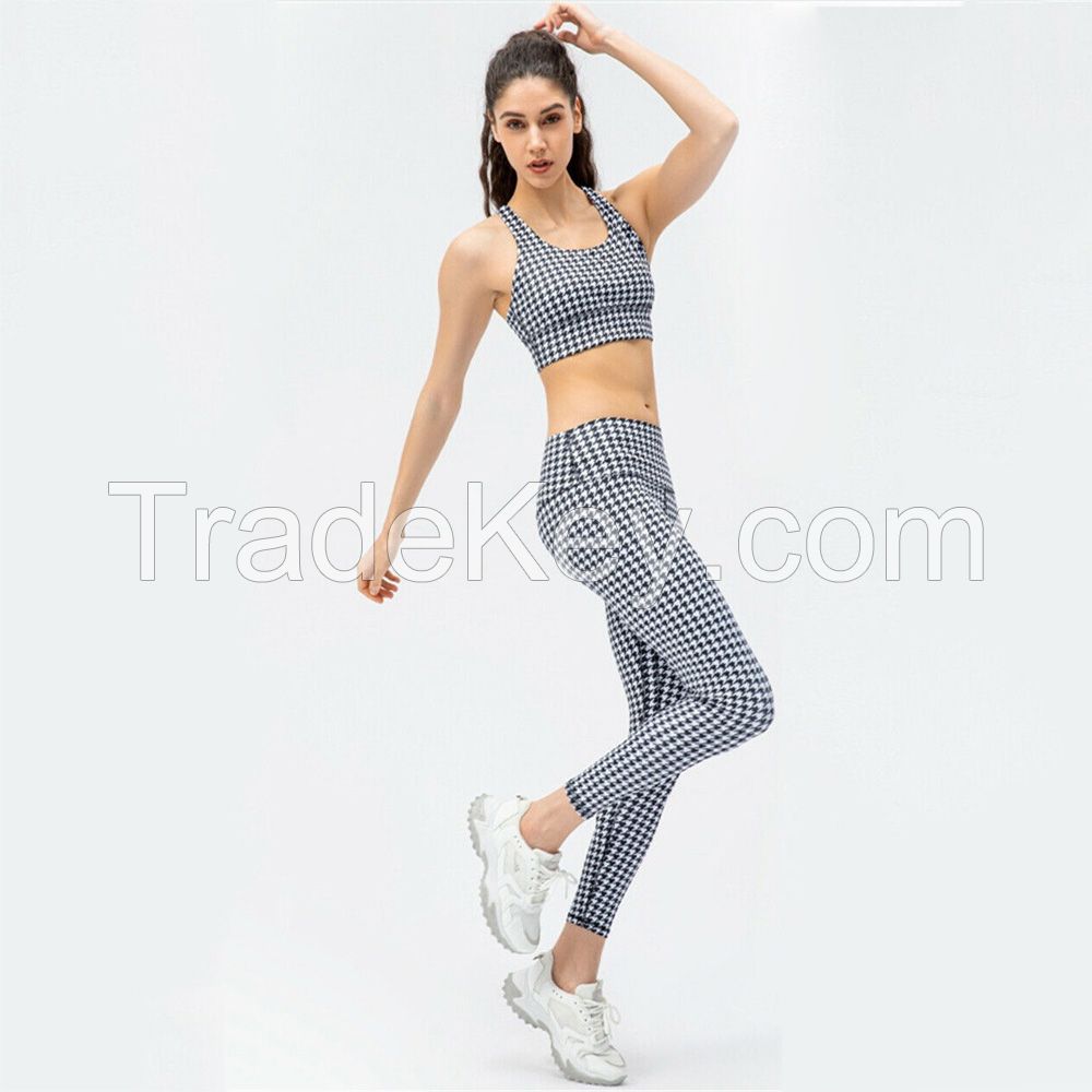 Top selling women back cross strappy yoga sport bra yoga suit legging sets fitness women's sportswear