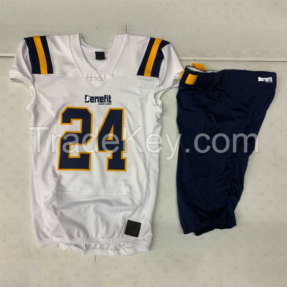 New Custom Design Football Uniform Set Sports Suit Men Sublimation Breathable American Football Clothing