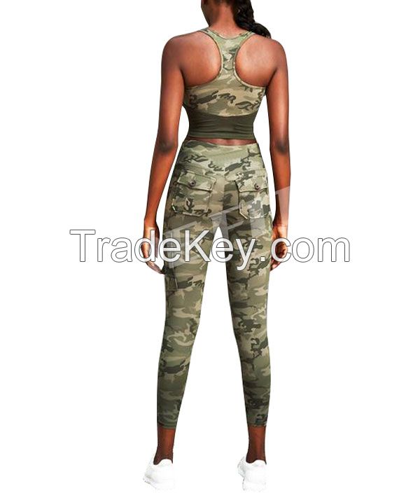 2022 Women Fitness & Yoga Sets Workout Wears High Waist Sports cargo pant