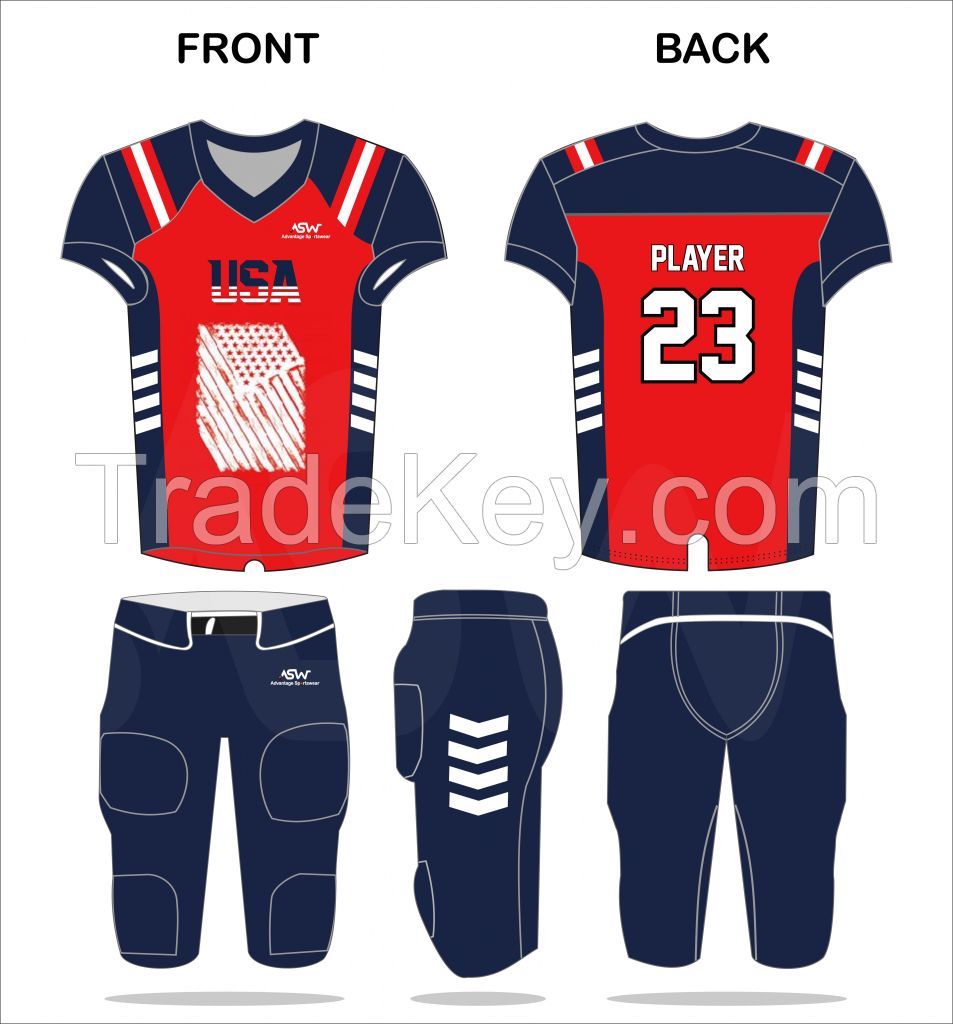 High Quality Cheap Price Heavy American Football Uniform Made of 100%  Polyester for Adult