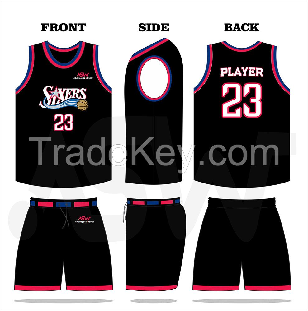 High Quality Men 100% Polyester Basketball Jersey Uniform Design