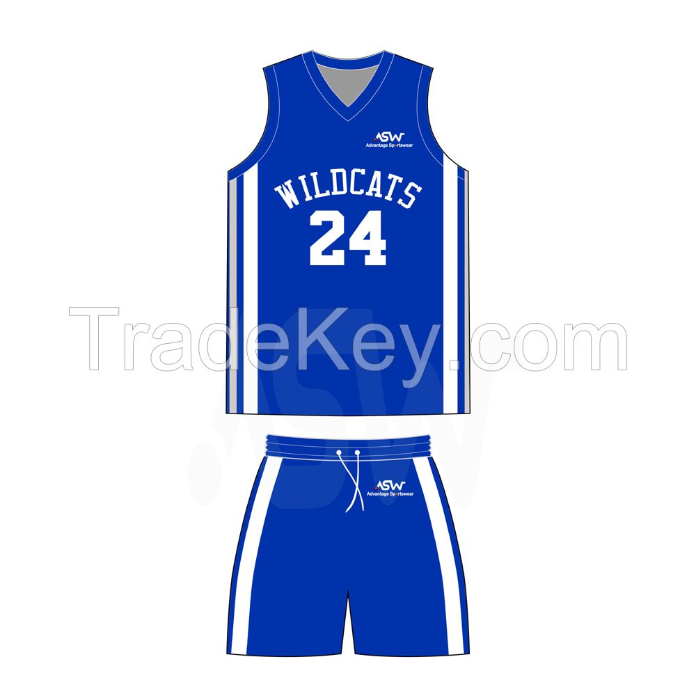 Custom Color Printed Wholesale Men's basketball jersey and Short Set Mesh Basketball uniform