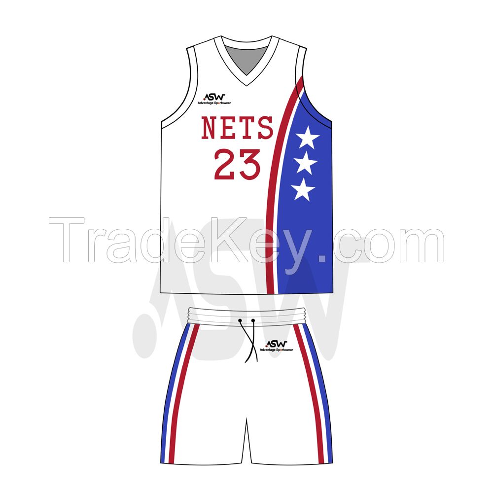 Custom Color Printed Wholesale Men's basketball jersey and Short Set Mesh Basketball uniform