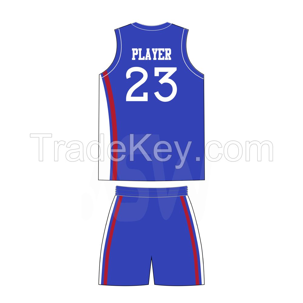 Custom Color Printed Wholesale Men's basketball jersey and Short Set Mesh Basketball uniform