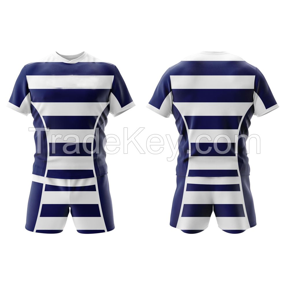 100% polyester rugby jersey rugby uniform with custom team logo number