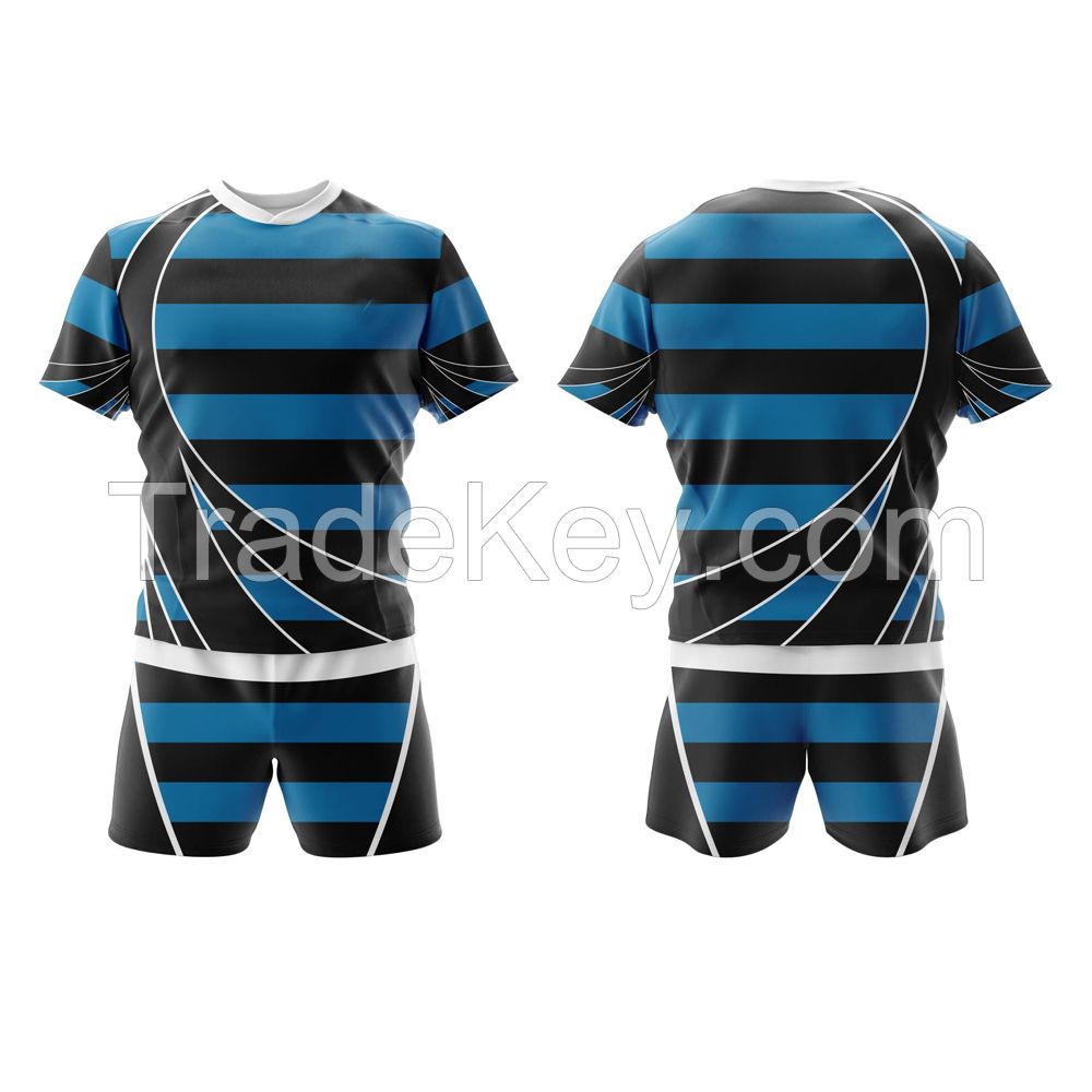 100% polyester rugby jersey rugby uniform with custom team logo number