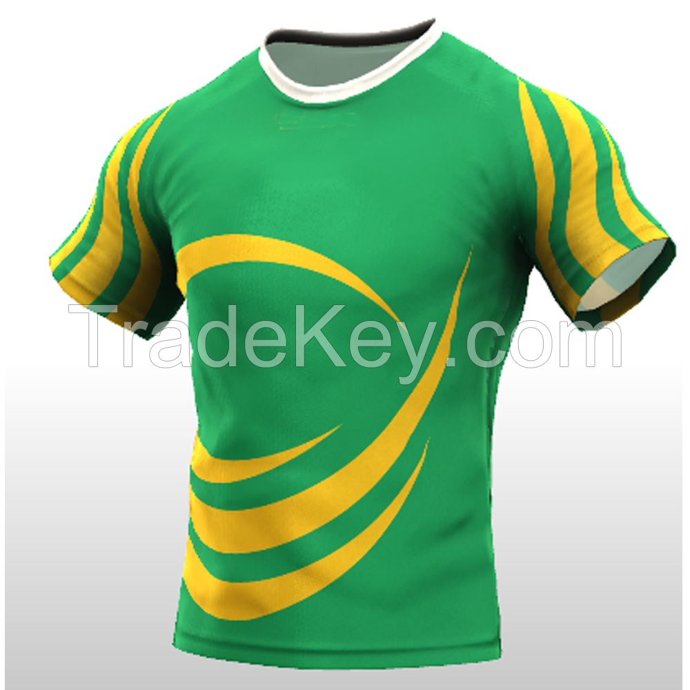 Custom full sublimation Short sleeve men rugby team jersey with low MOQ 