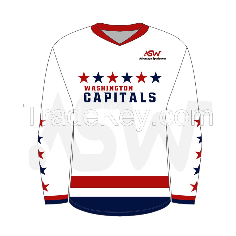 Wholesale Custom Sublimation Printed Team Hockey Jersey Top Sale Blank Ice Hockey Jersey