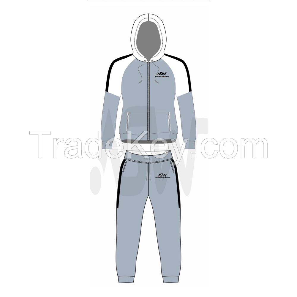 2 Pieces Crew Neck Tracksuits Blank Men Wholesale Fitted Sweat suit 
