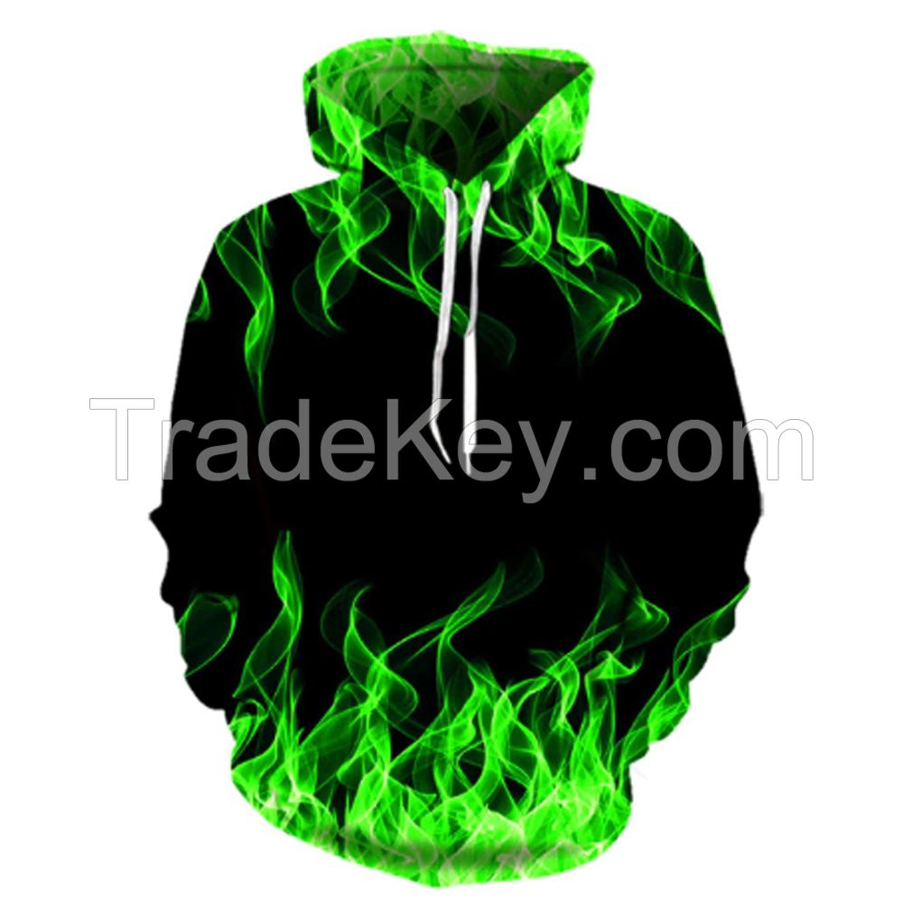 Men Women Hooded Spring Autumn Clothing black Hoodies 3d Sweatshirt Flame Pattern Hoodies