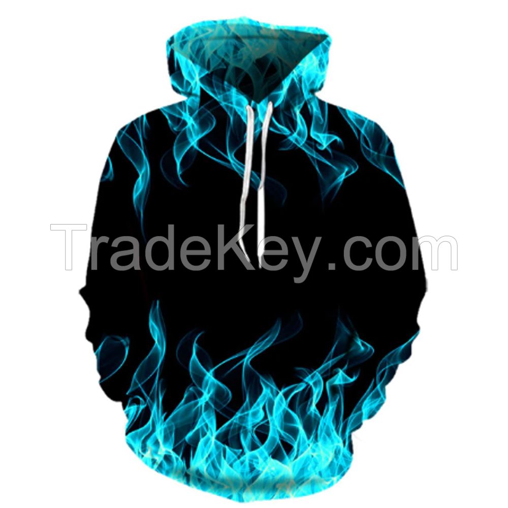 Men Women Hooded Spring Autumn Clothing black Hoodies 3d Sweatshirt Flame Pattern Hoodies