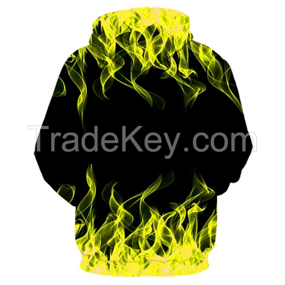 Men Women Hooded Spring Autumn Clothing black Hoodies 3d Sweatshirt Flame Pattern Hoodies