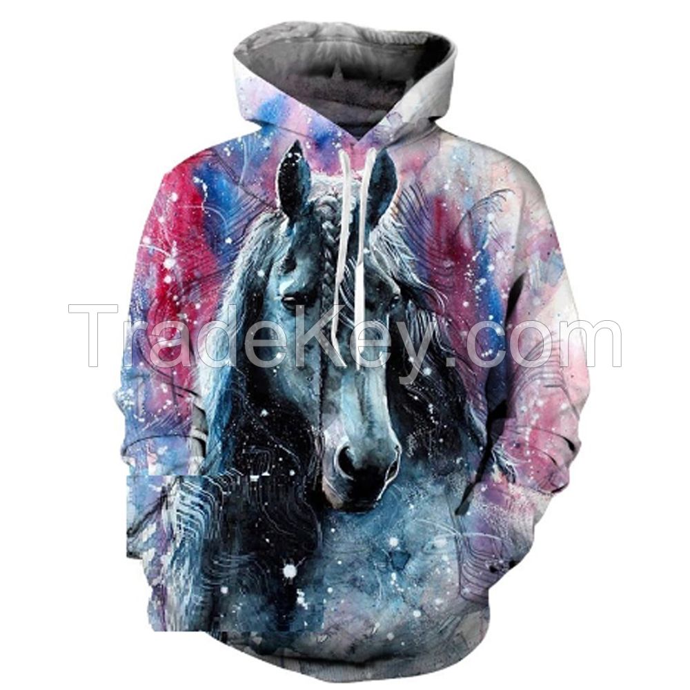 High Quality Oversize Pullover 2022 Cute Animal Horse 3D Printed Hoodies for Men Fashion Casual 3D Printed Hoodies 