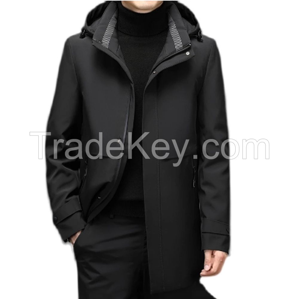 Custom Style Winter Warm Windproof Men Long Down Coat Hoodie Down Puffer Jacket Men Clothing